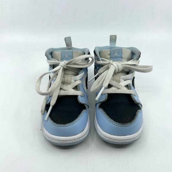 Nike Air Jordan 1 Toddler Sneaker 8C Mid Ice Blue Black Sail 644507-401 Kid Shoe - Picture 2 of 6